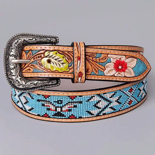 American Darling - Women's Blues Hand Tooled Leather Belt