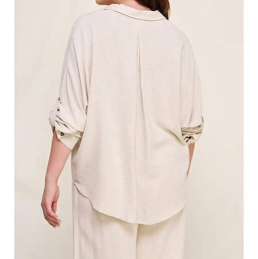 Allie Rose - Amelia Relaxed Dolman Button Front Shirt- Plus