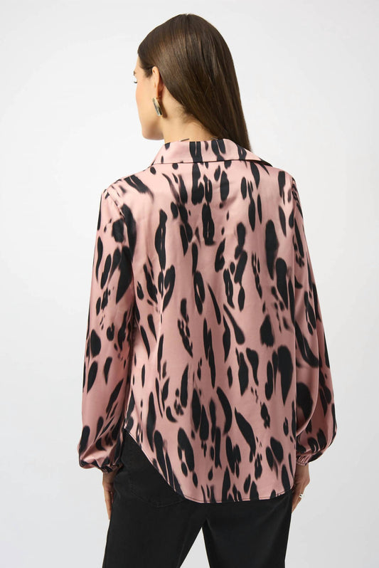 Joseph Ribkoff - Satin Animal Print Draped Top
