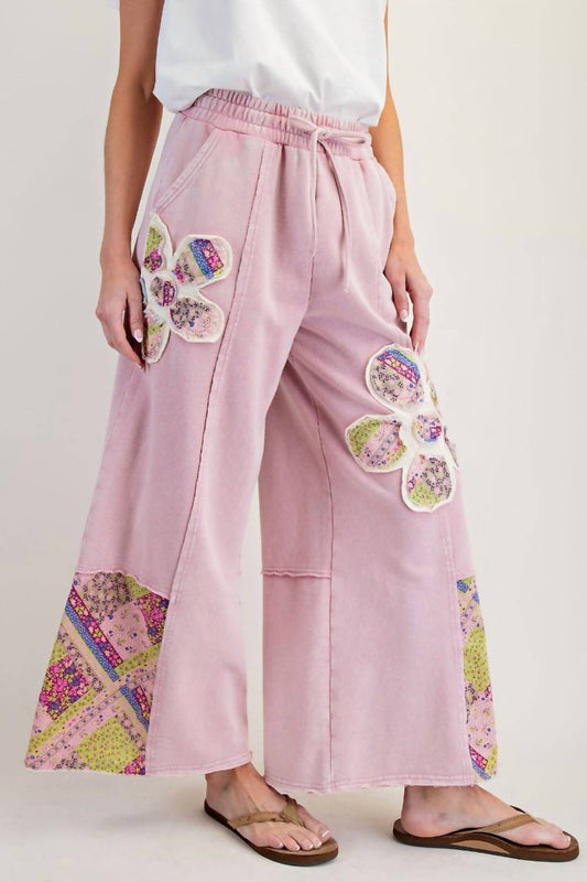 Easel - Flower Patchwork Pants