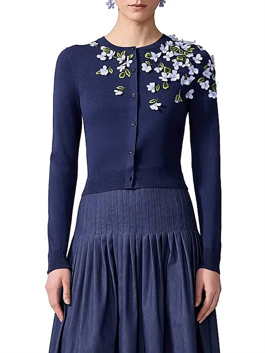 Carolina Herrera - Embroidered Threadwork Cardigan