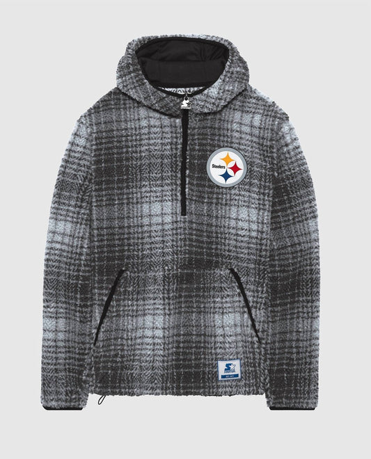 Starter - Men's Pittsburgh Steelers Gus Plaid Sherpa Pullover Jacket