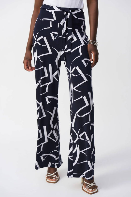 Joseph Ribkoff - Geometric Belted Wide Leg Pants