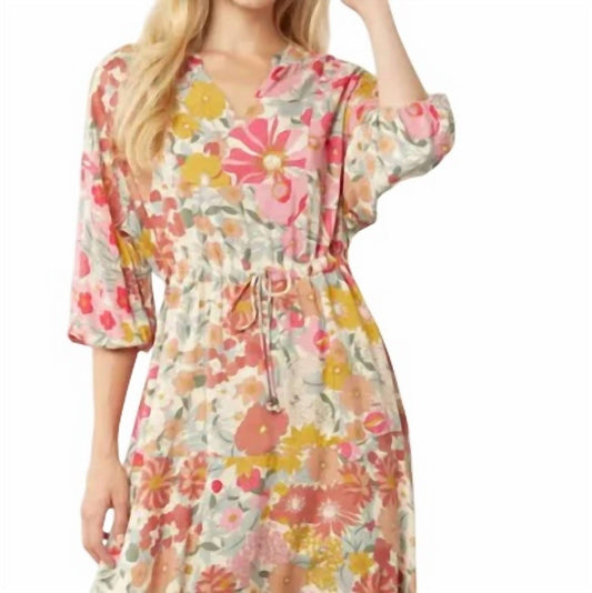 Entro - Floral Dress With Waist Tie