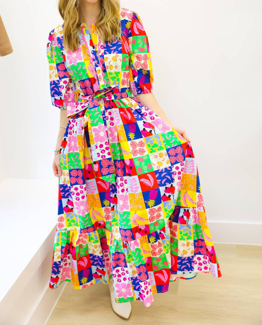 Karlie - Fruit Quilt Ric Rac Tier Maxi Dress