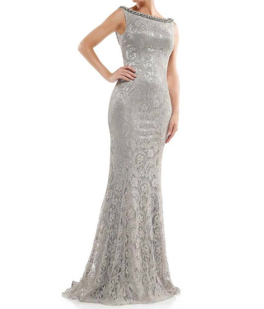 Marsoni By Colors - SCOOP BACK LACE MOTHER OF THE BRIDE GOWN