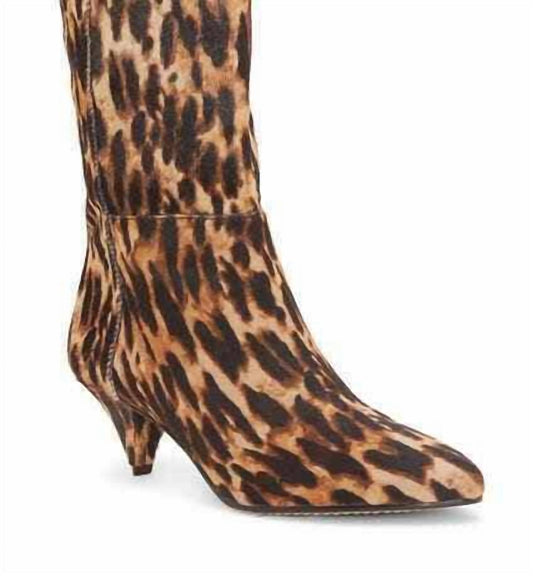 Vince Camuto - Women's Leopard Print Calf Hair Cone Heel Booties