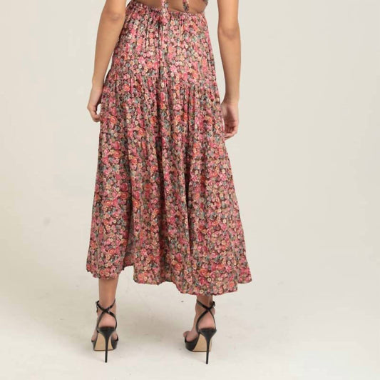 Angie - Lena Tie Back Floral Midi Dress
