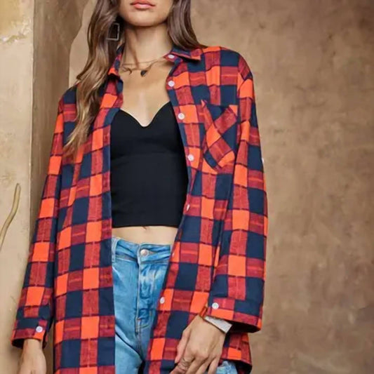 Adora - Button Down Plaid Shirt