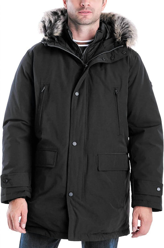 Men's MMK791896 Heavyweight Hooded Snorkel Parka Coat with Bib