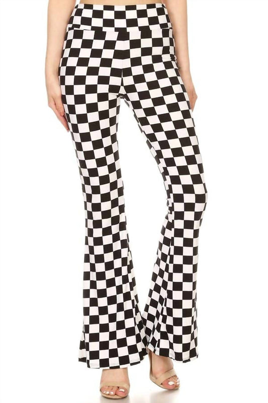 Pretty Attitude - Women's Checkered Bell Bottom Flare Pants