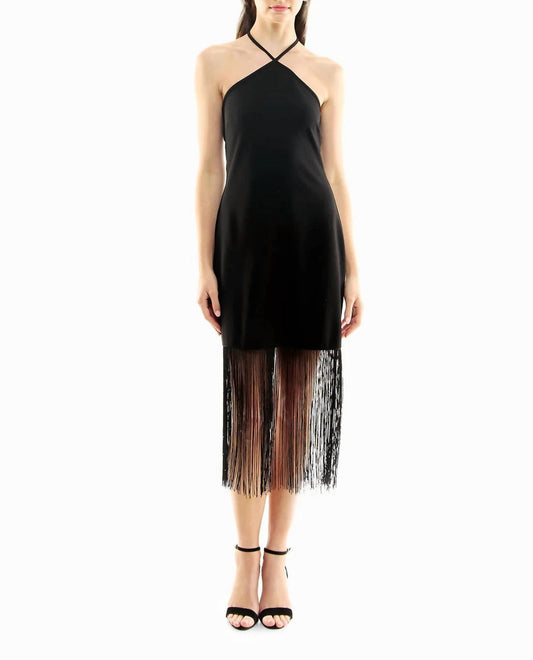 Nicole Miller - Sylvie Stretch Crepe Fringed Sheath Dress