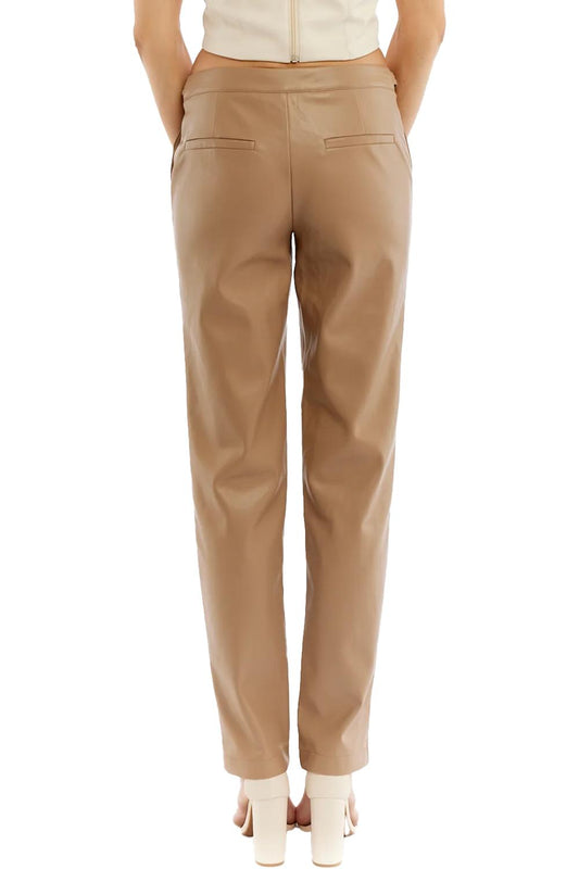 Lblc The Label - Chloe Faux Leather Trouser With Waistline Button