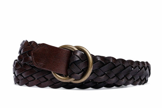 W. Kleinberg - Classic Braid Belt with Antique Brass O-Rings