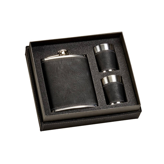 Creative Gifts International - Leatherette Flask & Shot Glass Set