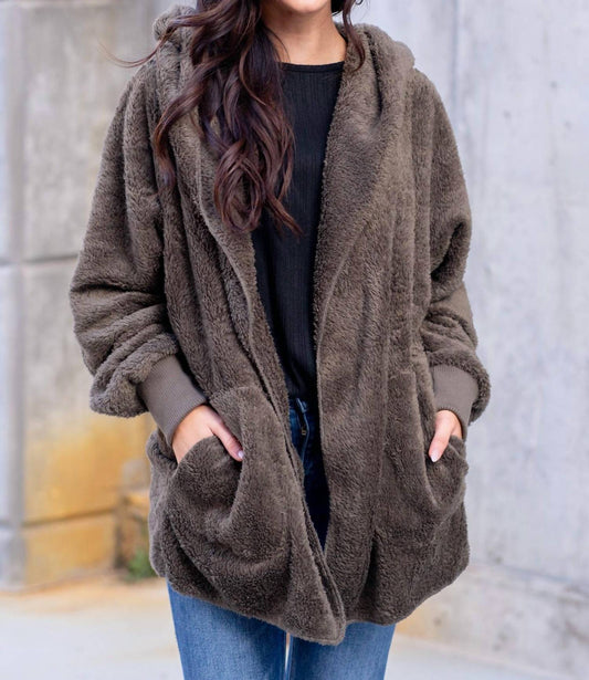 Hem & Thread - Plushy Faux Fur Hoodie Jacket