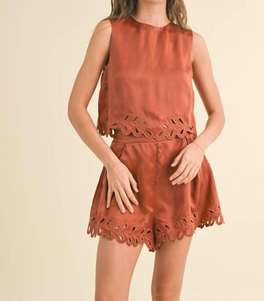 Miou Muse - Viscose Border Embroidery Shorts