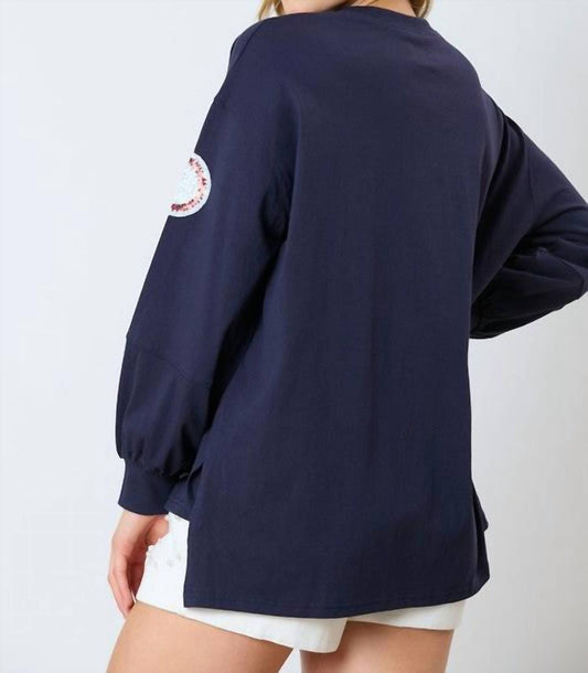 Fantastic Fawn - Baseball Sequins Long Sleeve Top