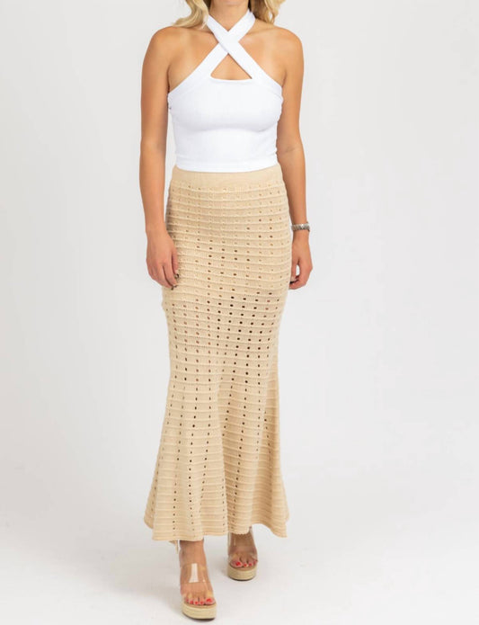 KNIT FIT AND FLARE SLIT SKIRT