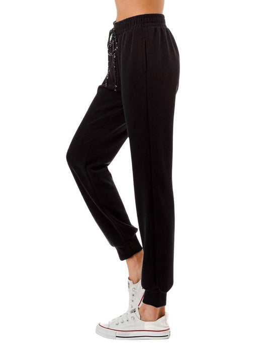Ariella - Sequin Drawstrings Jogger