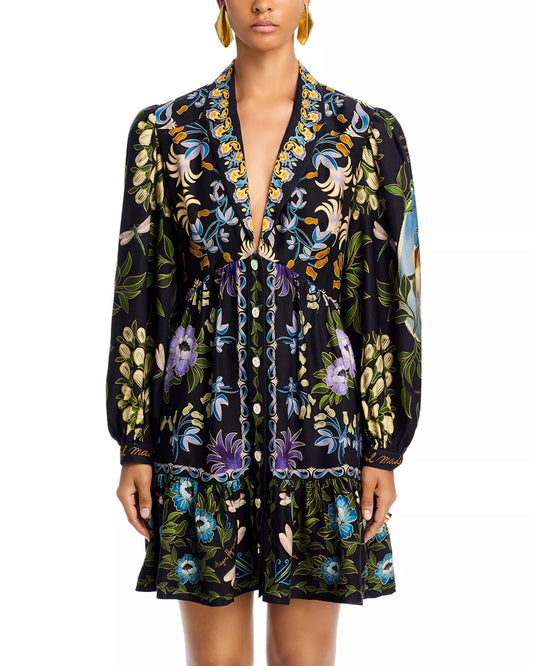 Farm Rio - Winter Garden Long Sleeve Mini Dress