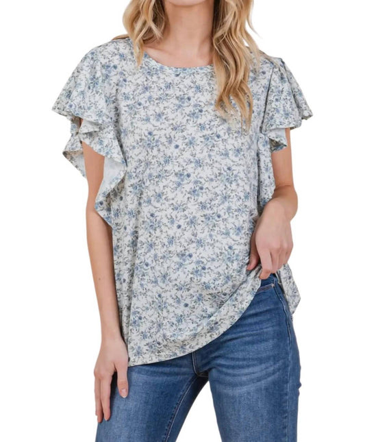 Bombom - Floral Ruffle Sleeve Top