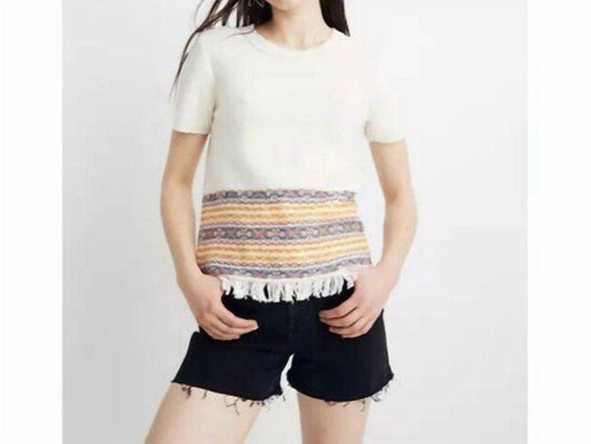 Madewell - Fringed Jacquard Short Sleeve Knit Top Sweater