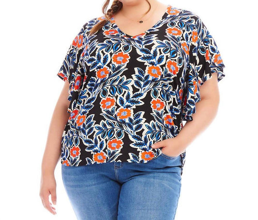 Karen Kane - Flutter Sleeve V-neck Top - Plus