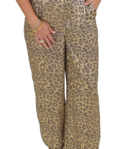 Ee:Some - Metallic Leopard Print Pants