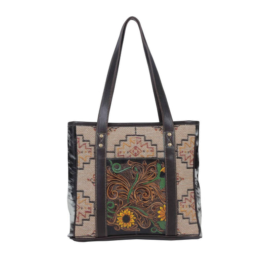 Myra Bags - Women's Fleur Hand Tooled Leather Tote Bag