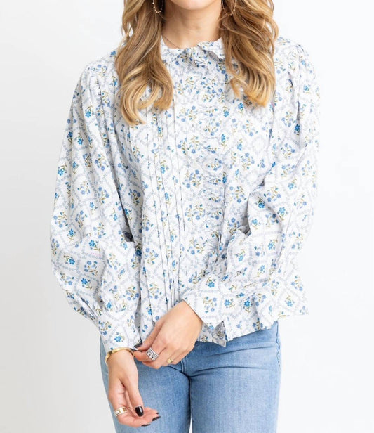 Karlie - Frenchie Floral Pleat Ruffle Top