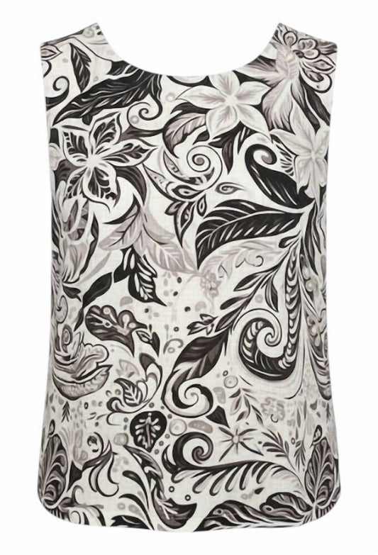 Ethyl - Sleeveless Linen Print Top