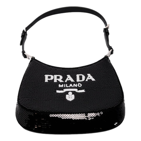 Prada - Women's Cleo Sequin Milano Logo Mini Leather Shoulder Bag