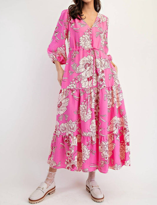 Easel - Floral Tiered Maxi Dress - Plus