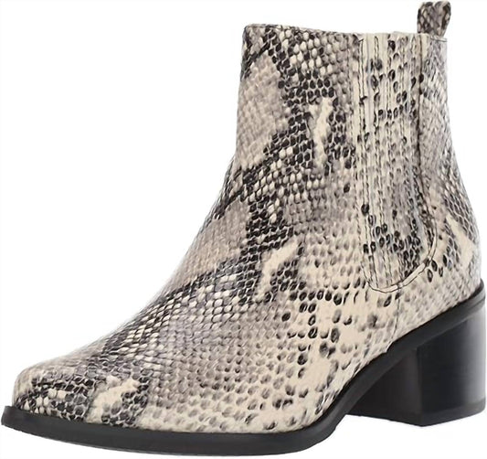 Blondo - Elvina Waterproof Snake Print Ankle Leather Boots