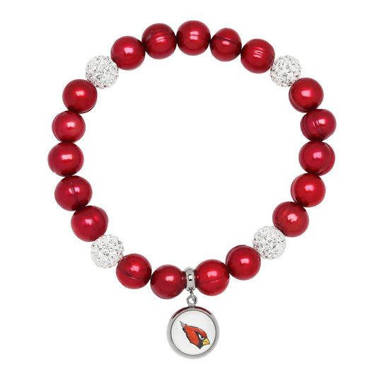 Honora - Arizona Cardinals Stretch Pearl & Crystal Bracelet