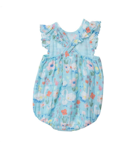 Angel Dear - Baby Girl's Floral Swan Sunsuit