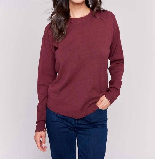 Charlie B - Frayed Edge Round Hem Sweater