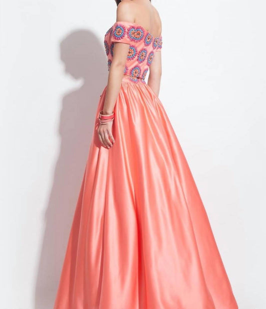 Rachel Allan - Matte Satin Beaded Bodice Two-piece Prom Gown