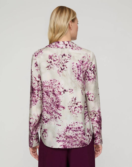 Lafayette 148 - Spotted Glaze Print Silk Twill Collared Blouse