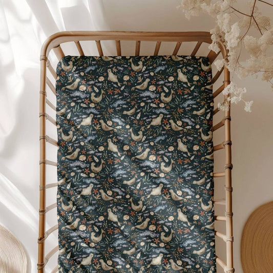 Jammie Session - Waves & Whiskers Crib Sheet