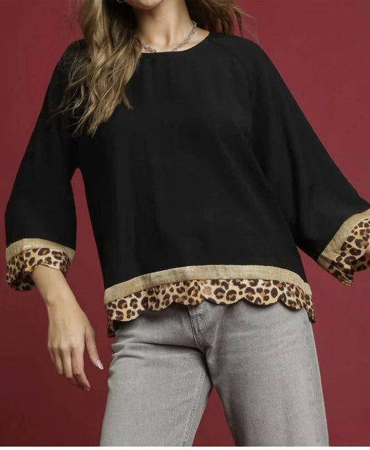 Umgee - Boho Leopard Trim Top