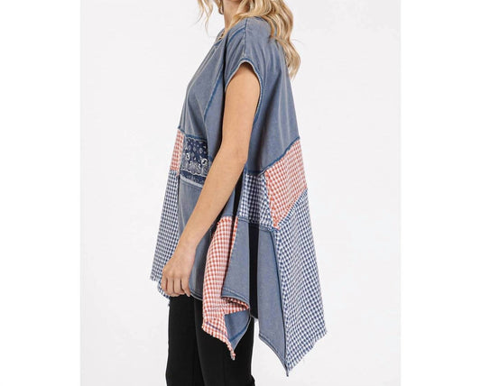 Mittoshop - Gingham Patchwork Handkerchief Hem Top