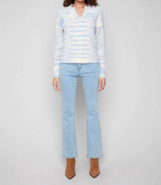 Charlie B - Notch Neck Cable Knit Sweater