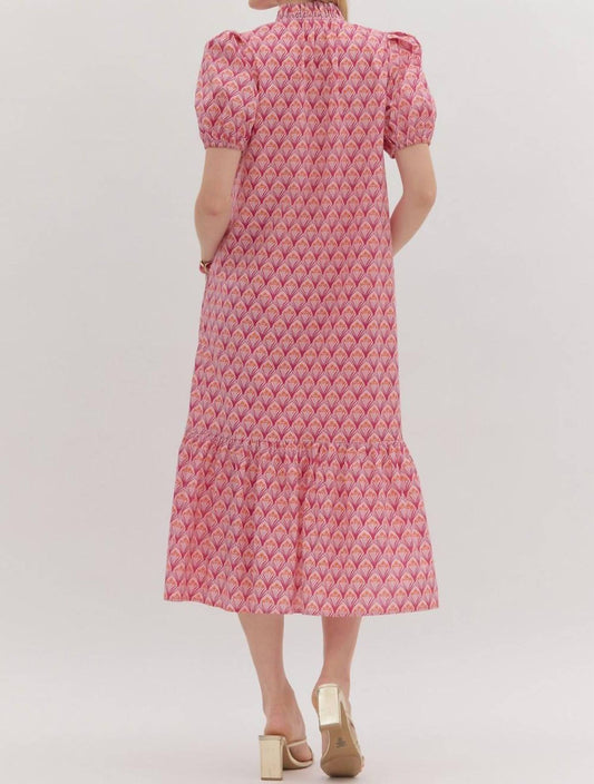 Entro - Petal Poise Puff Sleeve Ruffle Hem Midi Dress