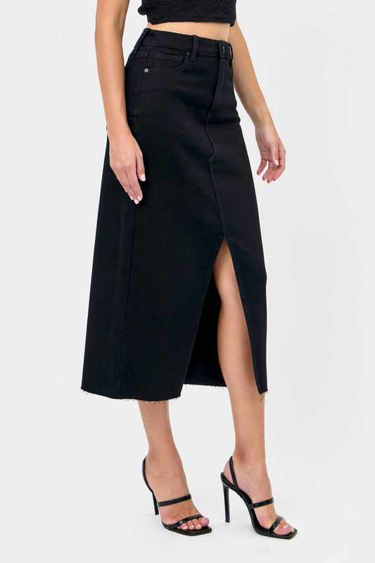 Hidden - Jean Midi Skirt