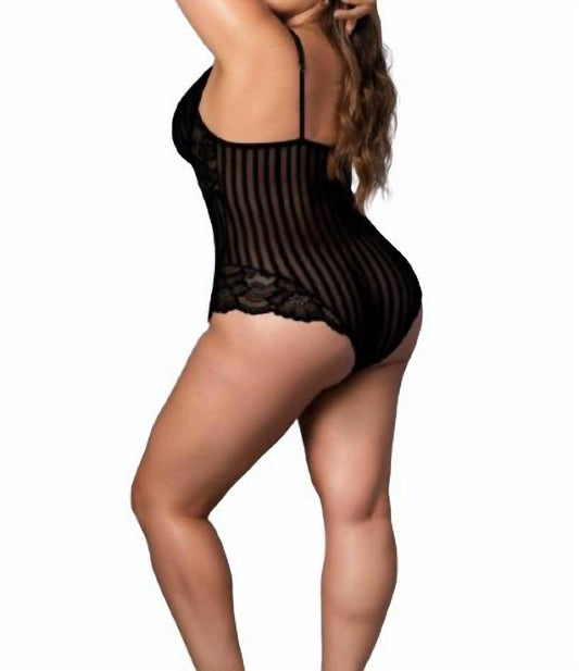 Mapale - Empower Striped Lace Bodysuit - Plus