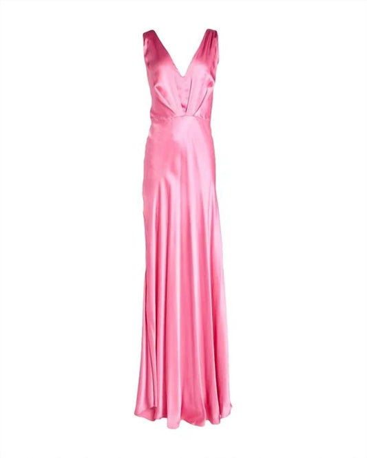 Maliparmi - Pink Satin Maxi Dress