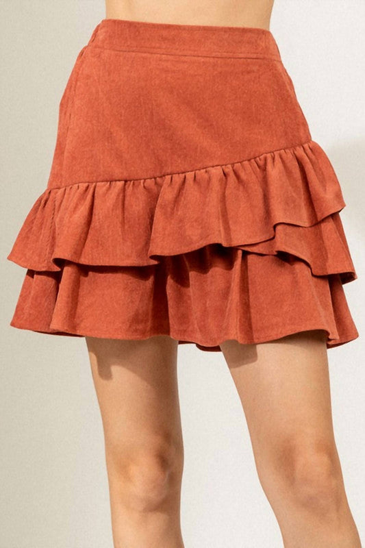 Very J - Corduroy Ruffle Skirt