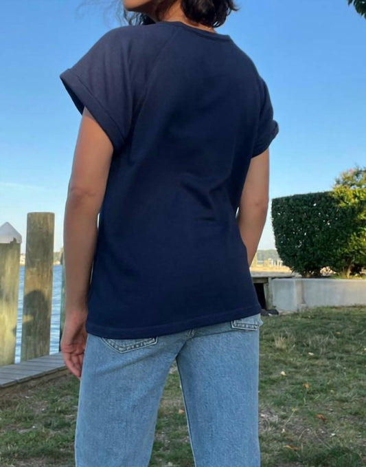 Bobi - Boatneck Roll Sleeve Raglan Top